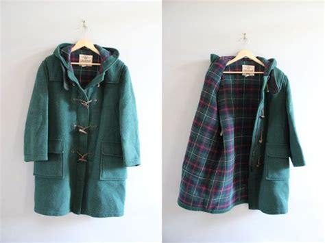 original gloverall english duffle coat   england green etsy hooded wool coat duffle