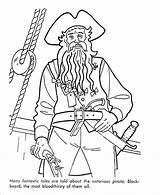 Coloring Pirates Printable Pirate Pages Caribbean Beard Sea Kids Sheets Activity Blackbeard Color Clipart Adults Cartoon Ships Boats Famous Preschool sketch template