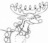 Rudolph Reindeer Luci Natalizie Colorat Reni Reindeers Blank sketch template