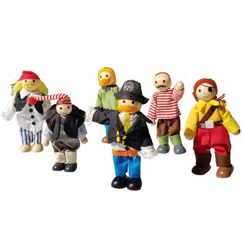 wooden pirate dolls bendable fun factory