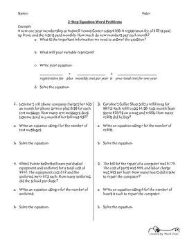 step equation word problem practice word problems  step