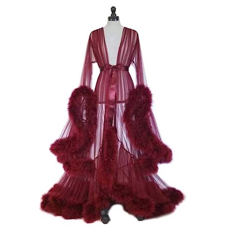 shoubiao feather robe old hollywood fuzzy robes for women flared sleeve