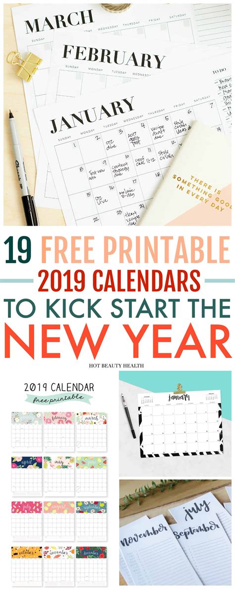 printable calendars  kick start   year