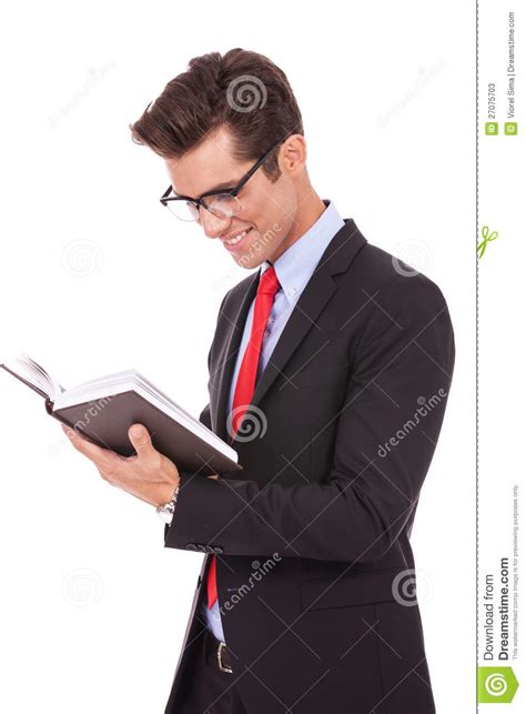 business man wearing glasses and reading a book stock image image of