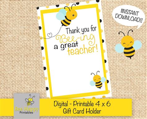bee ing  great teacher printable teacher gift etsy gift