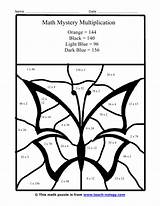 Multiplication Coloring Color Pages Worksheets Number Math Worksheet Grade Multiplying Practice Butterfly Puzzle Mul Comments Long Library Insect 2nd Standards sketch template