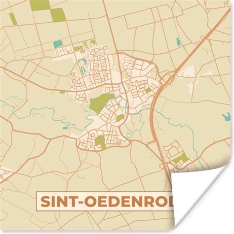 poster kaart plattegrond stadskaart sint oedenrode  cm bolcom