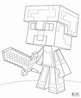 Coloring Minecraft Steve Pages Armor St7 Diamond Print sketch template