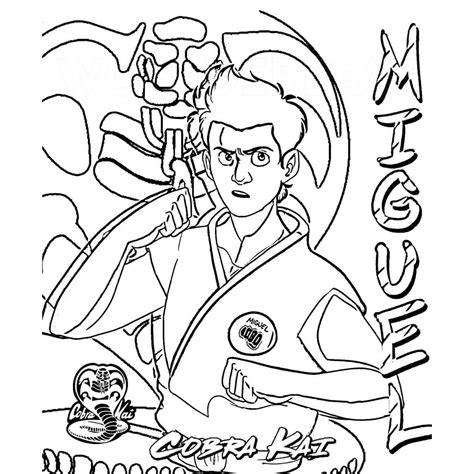 cobra kai coloring pages miguel kai  printable coloring pages