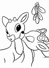 Coloring Reindeer Rudolph Red Nosed Clarice Pages Mistletoe Kiss Printable Christmas Cute Color Santa Kids Print Under Sheets Colouring Clipart sketch template