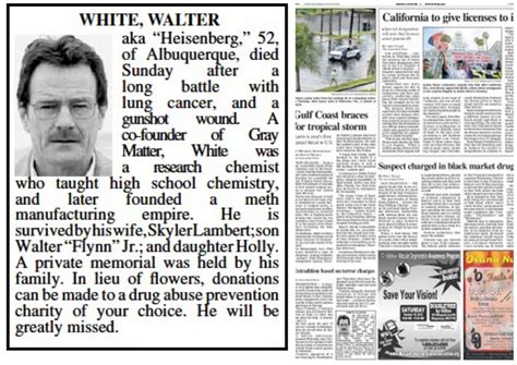 albuquerque newspaper runs breaking bad obituary  atlantic
