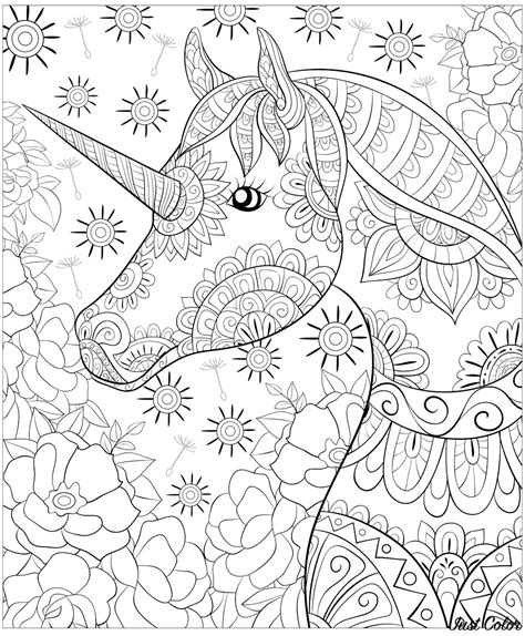 cute unicorn  flowers unicorns adult coloring pages