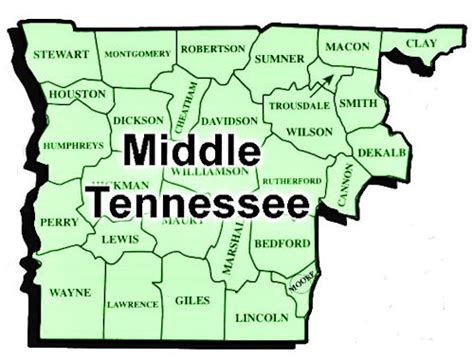 middle tennessee county map  latest map update