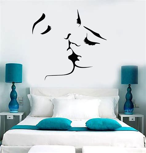 Vinyl Wall Decal Kissing Couple Love Romantic Bedroom
