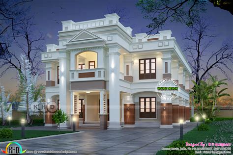 modern colonial type home plan   bedrooms kerala home design