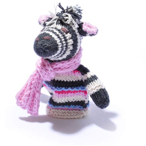 organic cotton zebra toddler finger puppet  purple scarf chunkichilli