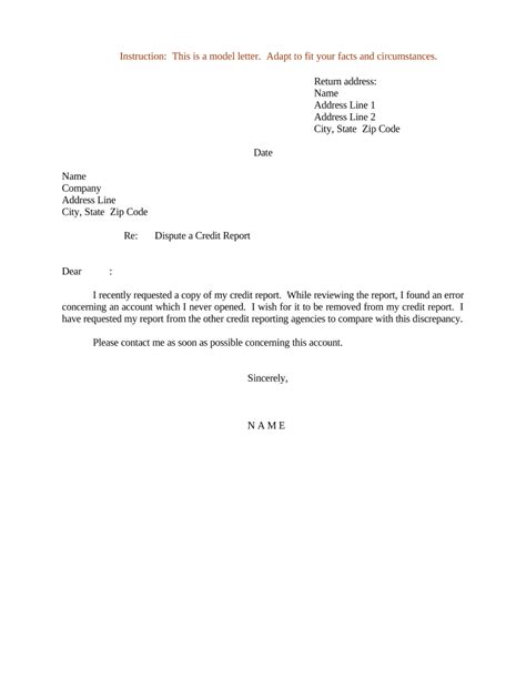 sample letter  erroneous ination  credit report  template