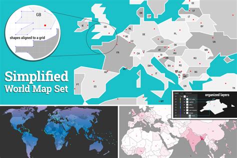 simplified world map set   jozsef balazs hegedus