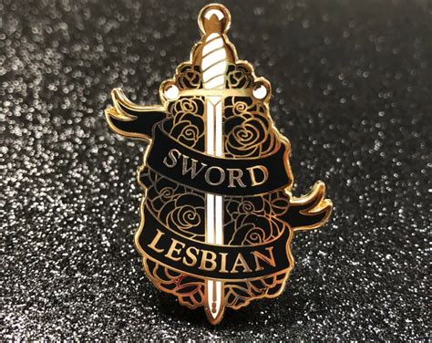 monochrome sword lesbian enamel pin etsy