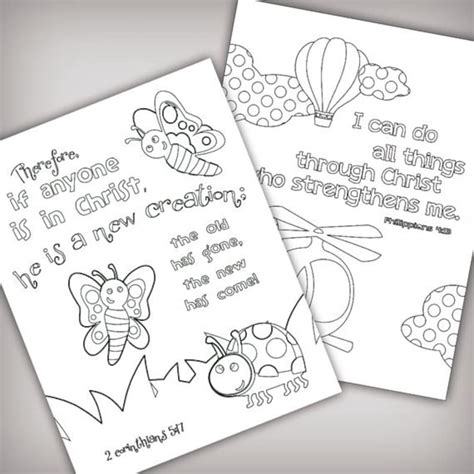 set   bible memory verse coloring pages  kids instant etsy
