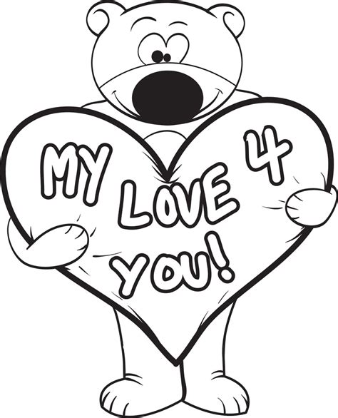printable valentines day teddy bear coloring page  kids  supplyme