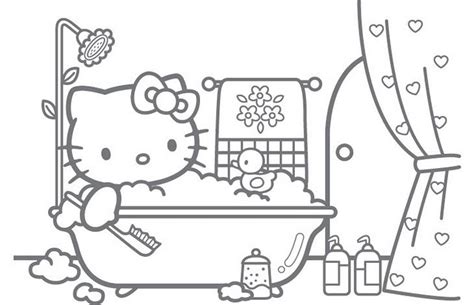 kitty   bath  coloring pages