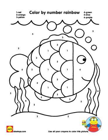 color  number rainbow fish printable atividades de pintura