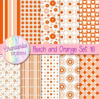 peach  orange patterned digital papers set