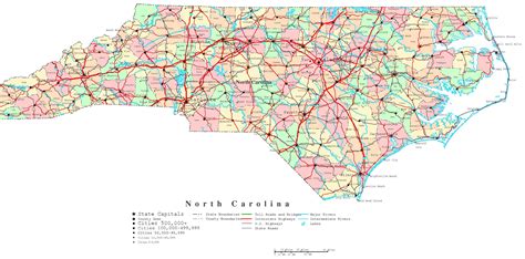 laminated map printable political map  north carolina poster