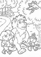 Dora Coloring Lion Explorer Swiper Boots Pages Printable Exlorer Cartoons Kids Colouring Color Print Clipart Drawings Fun Coloriage Hellokids Library sketch template