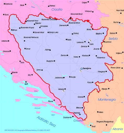 bosnia  herzegovina mapa de la region mapa de la geografia regional de ciudades de europa