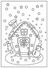 Coloring Christmas Pages House sketch template