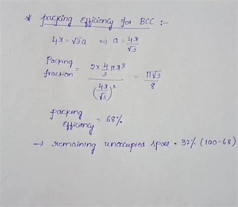 calculate packing efficiency  bcc brainlyin