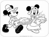 Coloring Mickey Thanksgiving Minnie Mouse Pages Disney Color Pdf Donald Friends sketch template