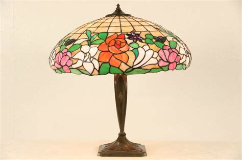 leaded stained glass shade 1915 antique table lamp ebay