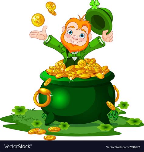 leprechaun  pot  gold royalty  vector image