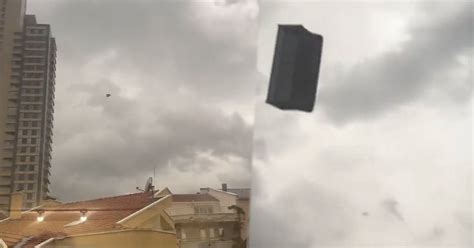 man filmt rondvliegende zetel tijdens storm  ankara