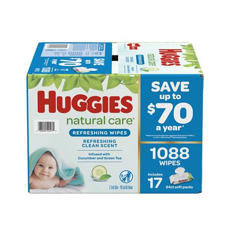 huggies natural care refreshing baby wipes scented  flip top packs