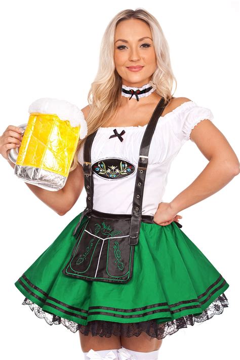 green couple oktoberfest costume beer maid vintage german beer maid