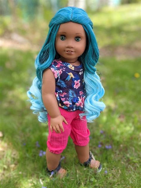 Blythe Ooak Custom African American Girl Doll Teal Ombre Curly Etsy