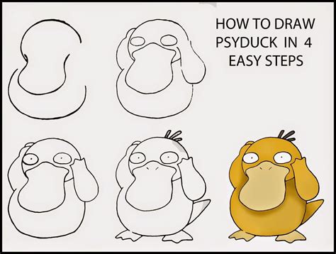 draw psyduck step  step pokemon drawings easy pokemon