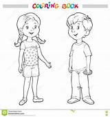 Boy Girl Coloring Book Pages Boys Girls Vector Stock Envy Dreamstime Source Visit Site Details sketch template