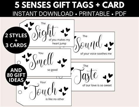 senses gift tags  cards  gift ideas st etsy