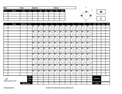 baseball scorecard template hq template documents