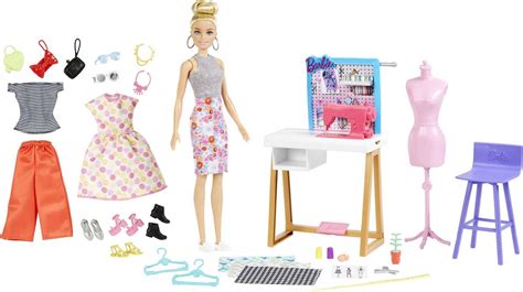 buy barbie fashion designer doll  accessories studio playset