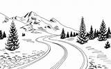Road Clipart Country Mountain Vector Woods Clip Sketch Landscape Graphic Illustrations Illustration Clipground sketch template