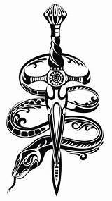 Spada Tatuaggio Schlange Schwert Serpente Illustrazione Elemento Isolato Vecchia Su Disegnati sketch template