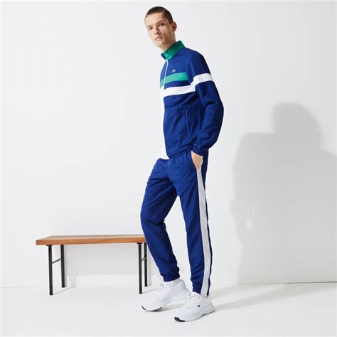 tracksuits mens lacoste sport lightweight colorblock tracksuit bluewhitegreenwhite pcd