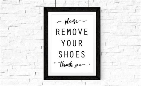 modern  remove  shoes printable sign shoes
