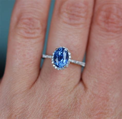 Sapphire Engagement Ring Blue Sapphire Engagement Ring 2ct Oval